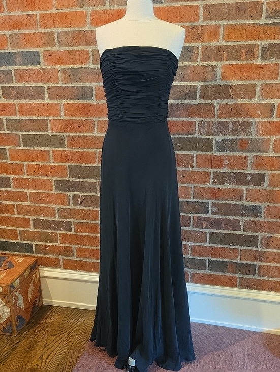 Lauren Ralph Lauren Dresses & Skirts - Lauren Ralph Lauren Black Strapless Ruched Bodice Maxi Dress 100% Silk Sz 8 EUC